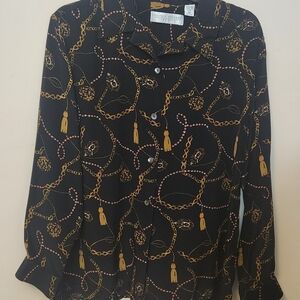 Valerie Stevens Black and Gold Silk Blouse